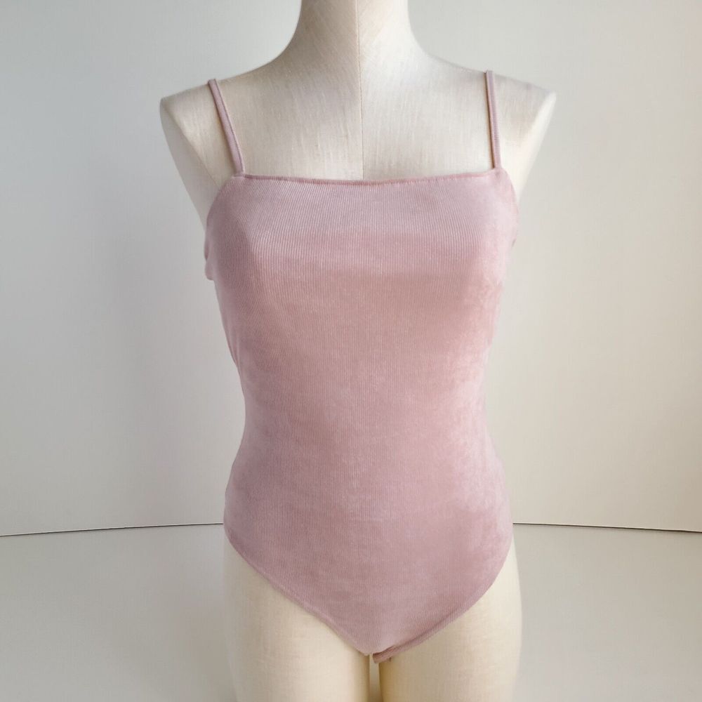 Le Lis Collection Ribbed Square Neck Bodysuit Womens L Blush